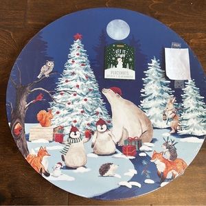 New Set of 4 Cork Placemats Christmas Tree Winter Scene Animals Polar Bear